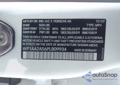 2023 Porsche Macan T из США, поврежденный, VIN WP1AA2A56PLB09934